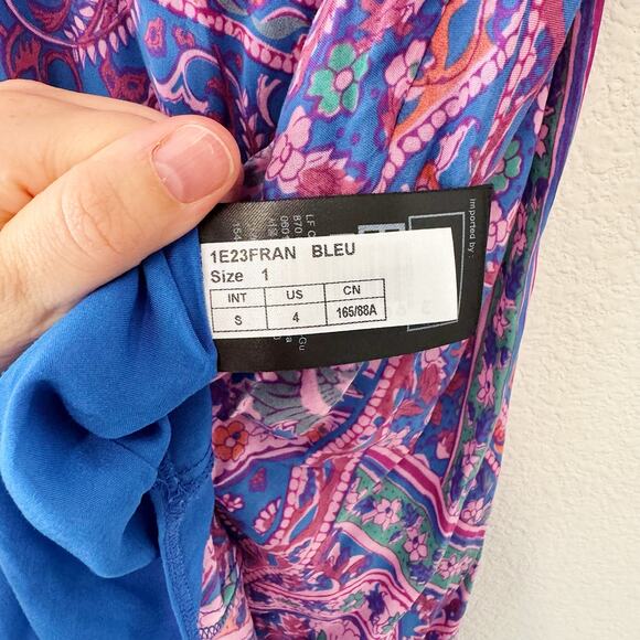 ba&sh Franky Midi Dress Boho Paisley Print Long Sleeve V-Neck Size Small - Picture 7 of 8